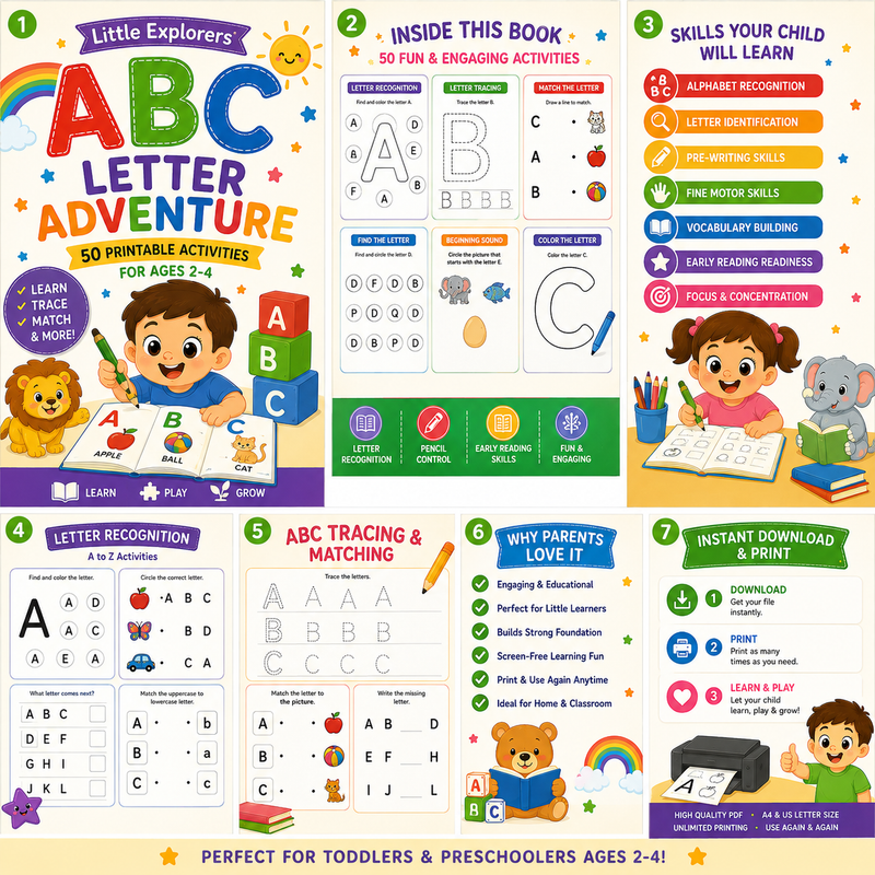 ABC Letter Adventure | 50 Printable Activities for Ages 2–4